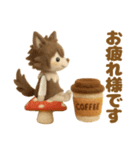 羊毛フェルト♡ウルフさん＆クマさん（個別スタンプ：1）