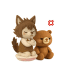 羊毛フェルト♡ウルフさん＆クマさん（個別スタンプ：34）