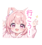 キュート猫耳パーカーの女の子スタンプ（個別スタンプ：28）