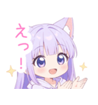パープルの猫耳パーカーの女の子スタンプ（個別スタンプ：10）