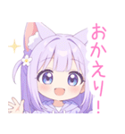 パープルの猫耳パーカーの女の子スタンプ（個別スタンプ：12）