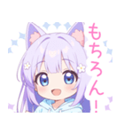 パープルの猫耳パーカーの女の子スタンプ（個別スタンプ：23）
