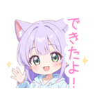 パープルの猫耳パーカーの女の子スタンプ（個別スタンプ：28）