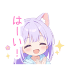 パープルの猫耳パーカーの女の子スタンプ（個別スタンプ：31）