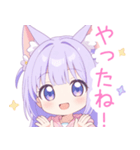 パープルの猫耳パーカーの女の子スタンプ（個別スタンプ：38）