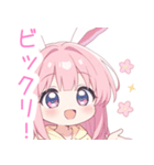 ピンクうさ耳パーカーの女の子スタンプ（個別スタンプ：14）