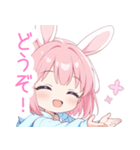 ピンクうさ耳パーカーの女の子スタンプ（個別スタンプ：27）
