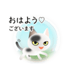 色々な猫2-1 短毛-立ち耳-白に黒ぶち（個別スタンプ：1）