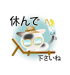 色々な猫2-1 短毛-立ち耳-白に黒ぶち（個別スタンプ：13）