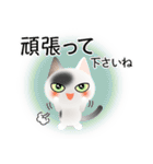 色々な猫2-1 短毛-立ち耳-白に黒ぶち（個別スタンプ：16）