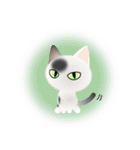 色々な猫2-1 短毛-立ち耳-白に黒ぶち（個別スタンプ：37）