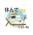 色々な猫2-2 短毛-垂れ耳-白に黒ぶち（個別スタンプ：13）