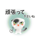 色々な猫2-2 短毛-垂れ耳-白に黒ぶち（個別スタンプ：16）