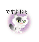 色々な猫2-3 長毛-立ち耳-白に黒ぶち（個別スタンプ：23）
