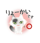 色々な猫2-3 長毛-立ち耳-白に黒ぶち（個別スタンプ：27）