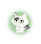 色々な猫2-3 長毛-立ち耳-白に黒ぶち（個別スタンプ：37）