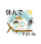 色々な猫2-4 長毛-垂れ耳-白に黒ぶち（個別スタンプ：13）