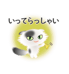 色々な猫2-4 長毛-垂れ耳-白に黒ぶち（個別スタンプ：15）