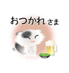 色々な猫2-4 長毛-垂れ耳-白に黒ぶち（個別スタンプ：40）