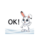 動く北の白うさぎ日本語と英語で楽しもう！（個別スタンプ：3）