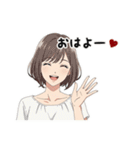 甘えた女子の夏ver.ボブ(黒背景対応)（個別スタンプ：1）