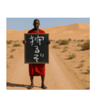 黒板でメッセージを伝えてくるマサイ族。（個別スタンプ：7）