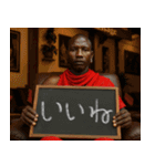 黒板でメッセージを伝えてくるマサイ族。（個別スタンプ：13）