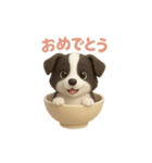 お茶碗犬 おちゃわんわん コリー（個別スタンプ：33）