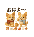 ふわふわコーギーの冬スタンプ（個別スタンプ：1）