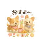 ふわふわコーギーの春スタンプ（個別スタンプ：1）