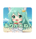 かき氷をたくさん食べる精霊みなみちゃん（個別スタンプ：1）