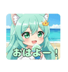 かき氷をたくさん食べる精霊みなみちゃん（個別スタンプ：2）