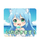 かき氷をたくさん食べる精霊みなみちゃん（個別スタンプ：3）