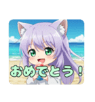 かき氷をたくさん食べる精霊みなみちゃん（個別スタンプ：10）