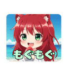 かき氷をたくさん食べる精霊みなみちゃん（個別スタンプ：13）