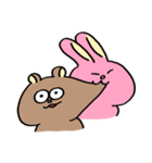クマチャンとウサギチャン（ケンカ）（個別スタンプ：1）