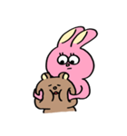 クマチャンとウサギチャン（ケンカ）（個別スタンプ：5）