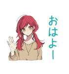 朝のネガティブ★普段着赤髪女子（個別スタンプ：2）