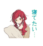 朝のネガティブ★普段着赤髪女子（個別スタンプ：5）