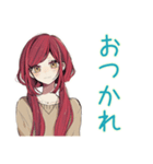 朝のネガティブ★普段着赤髪女子（個別スタンプ：36）