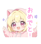 キュート猫耳パーカーな女の子スタンプ（個別スタンプ：28）