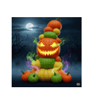 ハロウィン、かぼちゃの塔！（個別スタンプ：1）