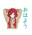毎日挨拶★普段着赤髪女子（個別スタンプ：4）