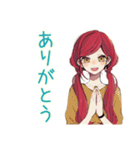 毎日挨拶★普段着赤髪女子（個別スタンプ：7）