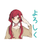 毎日挨拶★普段着赤髪女子（個別スタンプ：8）