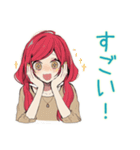 毎日挨拶★普段着赤髪女子（個別スタンプ：15）