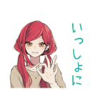 毎日挨拶★普段着赤髪女子（個別スタンプ：18）