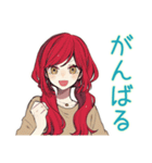 毎日挨拶★普段着赤髪女子（個別スタンプ：19）