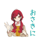 毎日挨拶★普段着赤髪女子（個別スタンプ：25）