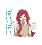 毎日挨拶★普段着赤髪女子（個別スタンプ：28）